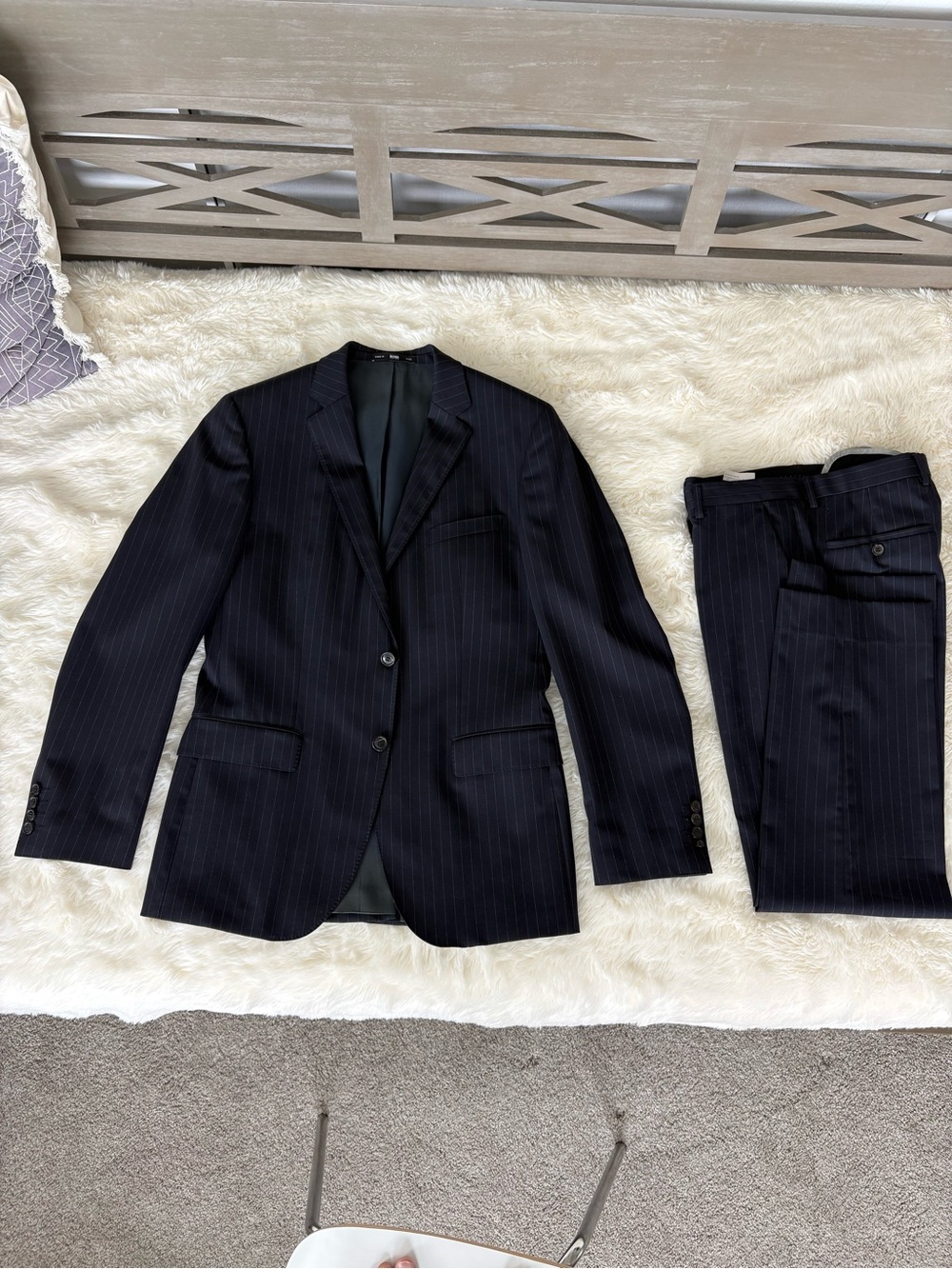 Navy pinstripe Hugo Boss suit